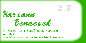 mariann benacsek business card